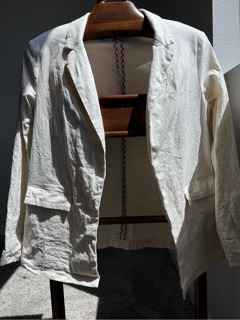 HAVE Los Angeles Cotton Blazer Jacket Beige Open Front Stretch Minimalist Size L